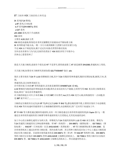 BT刀柄和HSK刀柄的特点和用途