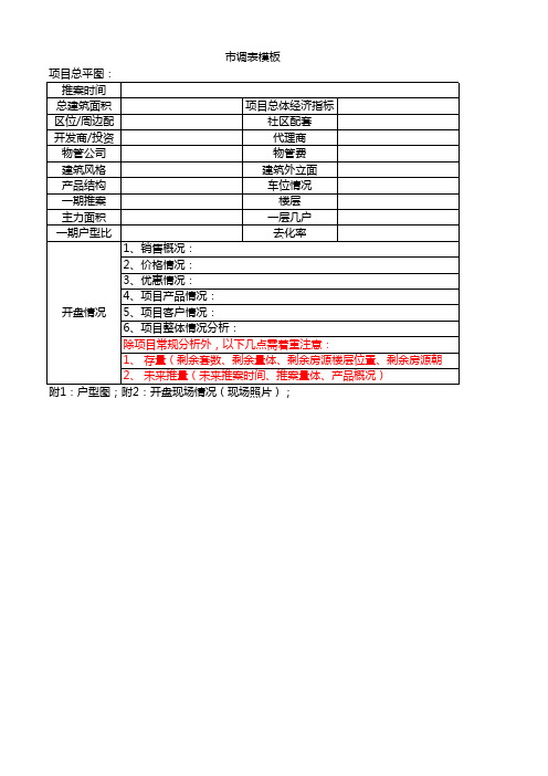 房地产-案场市调表模板(住宅)