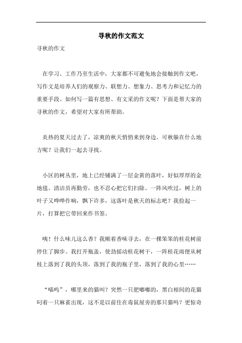寻秋的作文范文