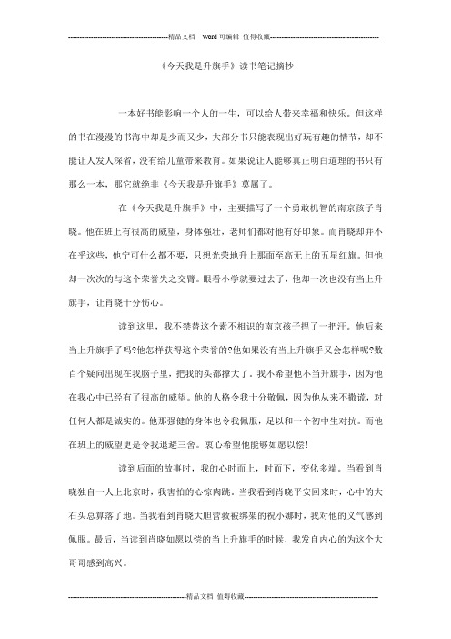 《今天我是升旗手》读书笔记摘抄