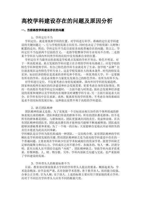 学科建设问题及原因