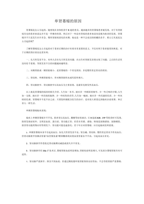 单肾萎缩的原因