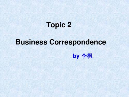 Topic 2  business Corresponding