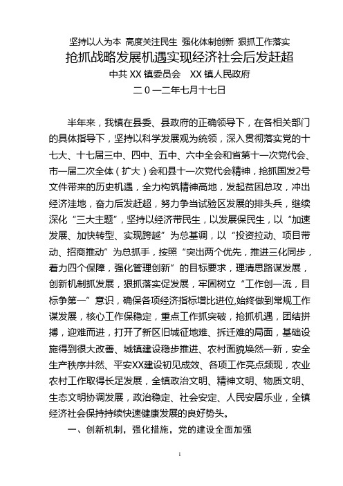 乡镇党委政府工作总结