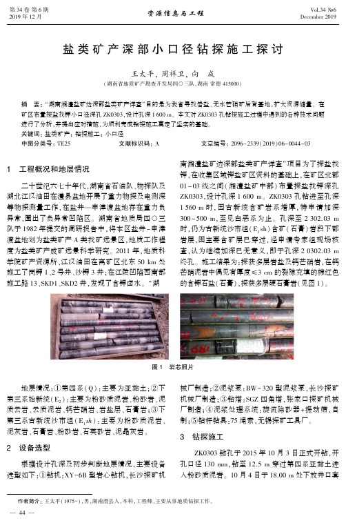 盐类矿产深部小口径钻探施工探讨