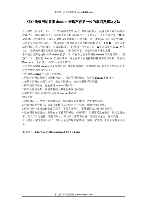 SEO优化浅谈网站首页domain查询不在第一位的原因及解决方法