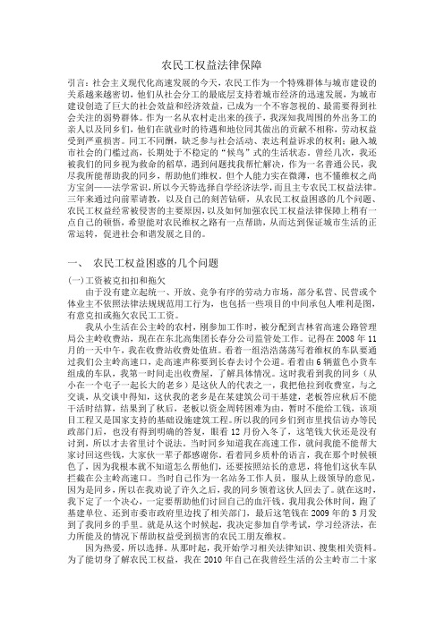 浅析农民工权益法律保障