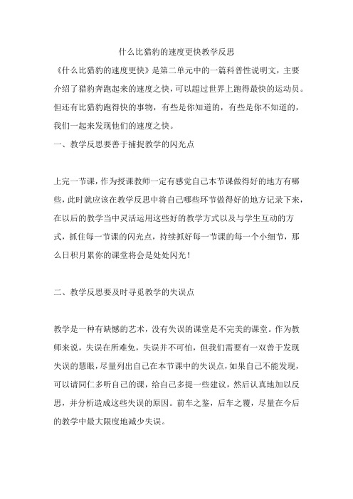 什么比猎豹的速度更快教学反思