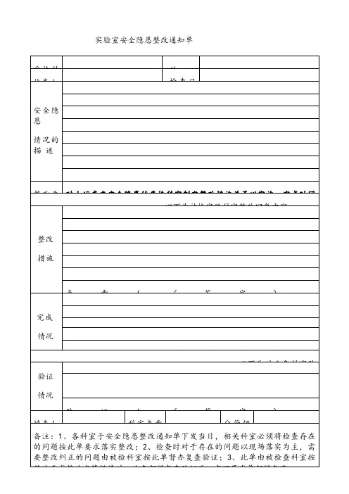 安全隐患整改通知单(表格)