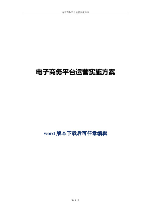 电子商务平台运营实施方案