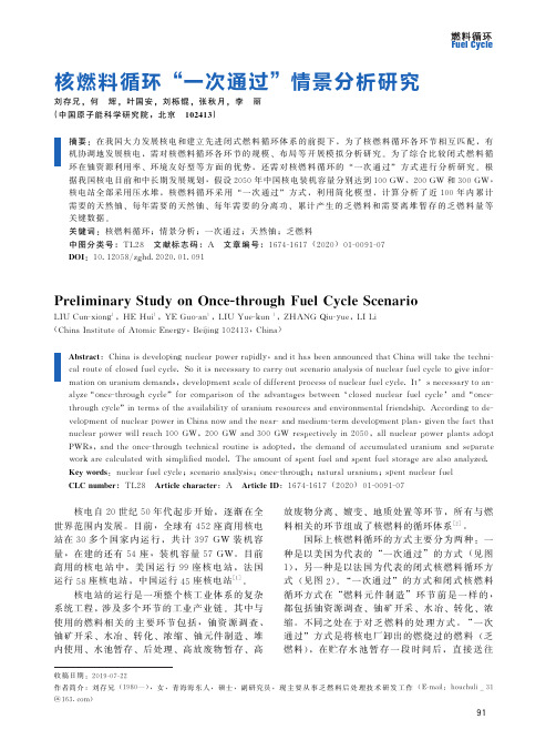 核燃料循环“一次通过”情景分析研究