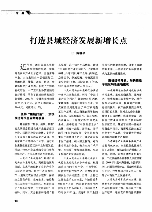 打造县域经济发展新增长点