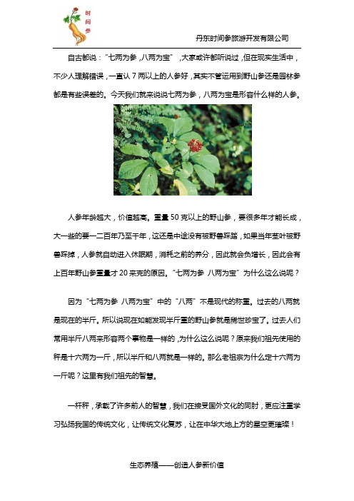 七两为参,八两为宝是形容什么样的人参