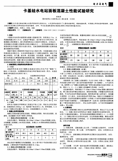 卡基娃水电站面板混凝土性能试验研究