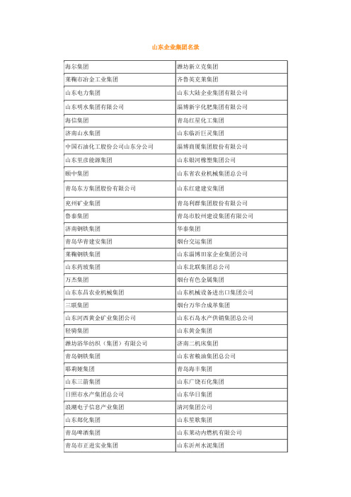 山东企业集团名录