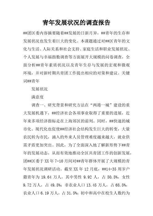 青年发展状况的调查报告