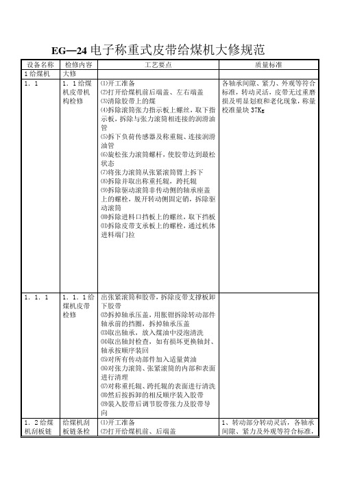 EG—24电子称重式皮带给煤机大修规范