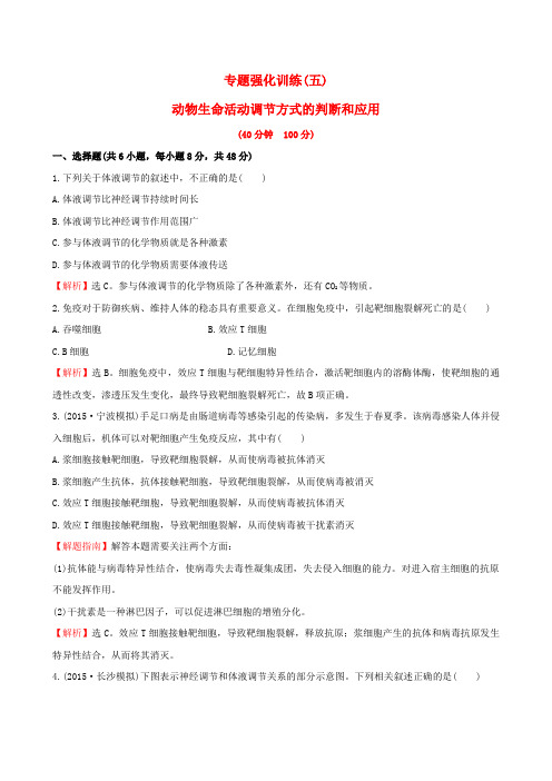 【世纪金榜】高三生物一轮复习 专题强化训练(五)(含解析)