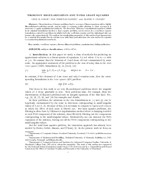 Tikhonov regularization and Total Least Squares
