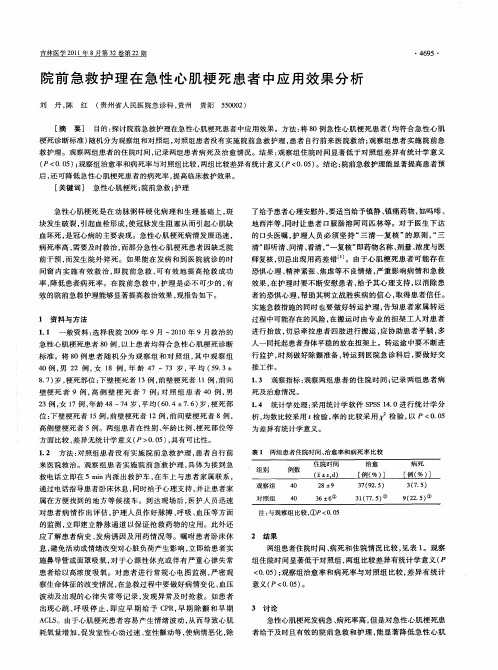 院前急救护理在急性心肌梗死患者中应用效果分析