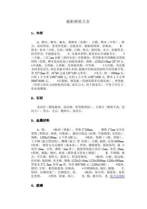 展柜材质大全