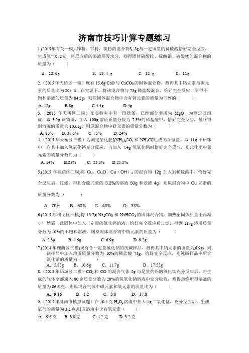 济南市中考化学技巧计算(精品)