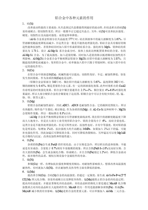 铝合金中各种元素的作用