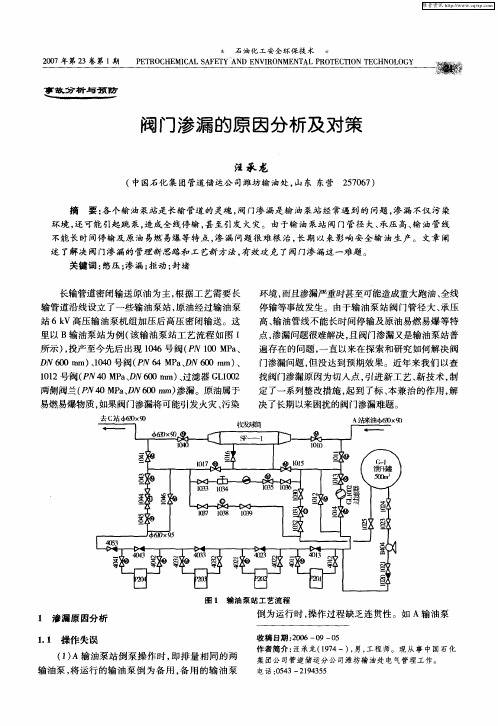 阀门渗漏的原因分析及对策