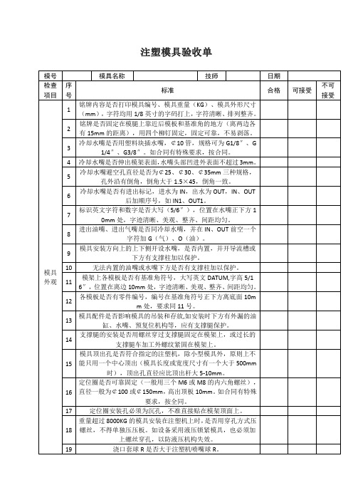 注塑模具验收单