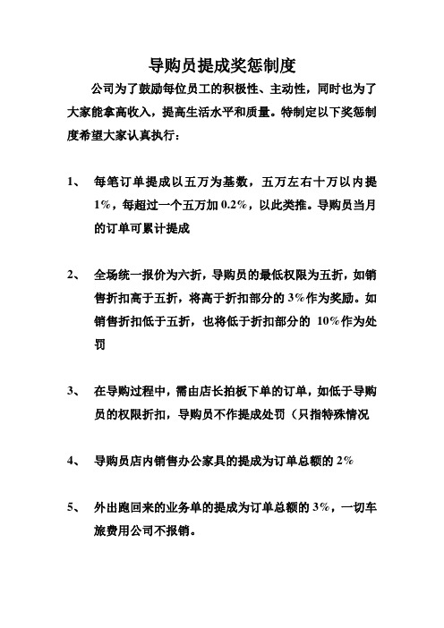 导购员提成奖惩制度