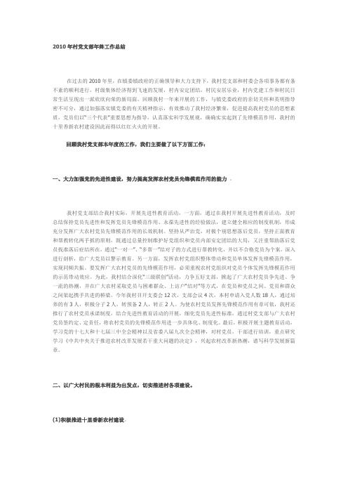 2010年村党支部年终工作总结