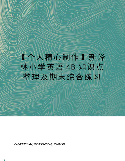 【个人精心制作】新译林小学英语4B知识点整理及期末综合练习