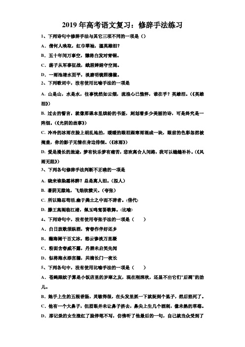 2019年高考语文复习：修辞手法练习
