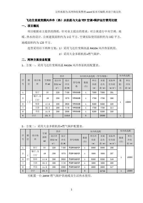 飞达仕直流变风冷冷(热)水机组与大金VRV空调锅炉系统对比分析