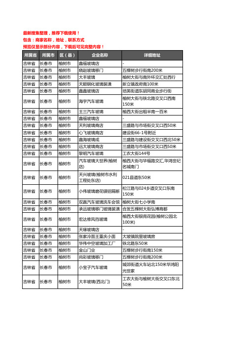 新版吉林省长春市榆树市玻璃企业公司商家户名录单联系方式地址大全26家