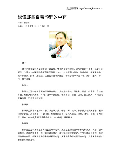 说说那些自带“猪”的中药