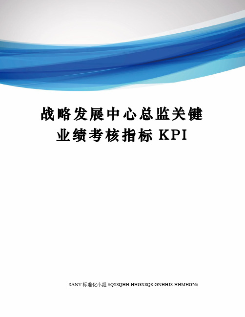 战略发展中心总监关键业绩考核指标KPI