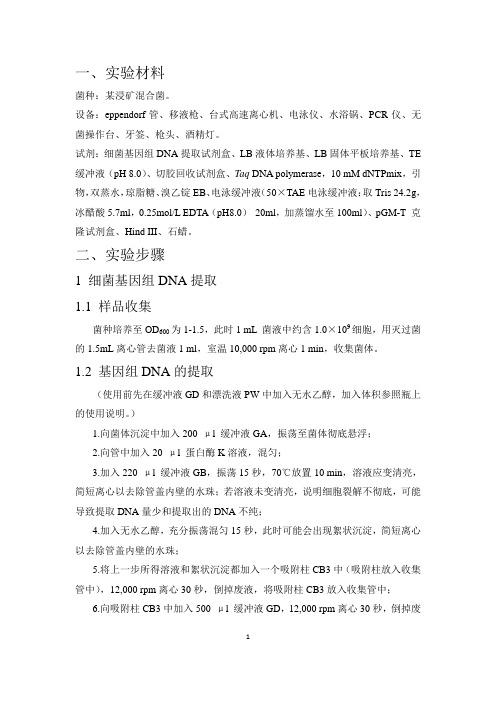 基因组提取16SRNAPCR及连接转化资料