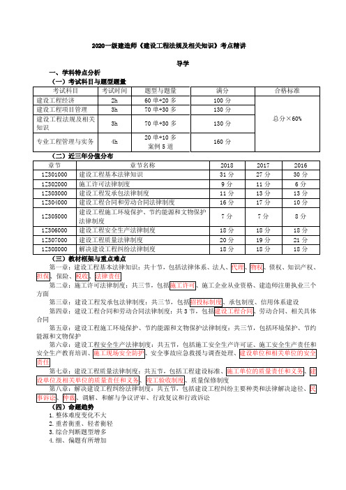 2020一建法规考点精讲第1讲：1Z301010建设工程法律体系(一)