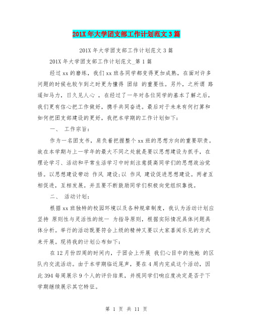 201X年大学团支部工作计划范文3篇