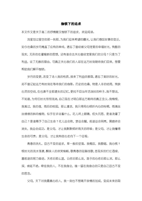 高中高二抒情散文：枷锁下的追求