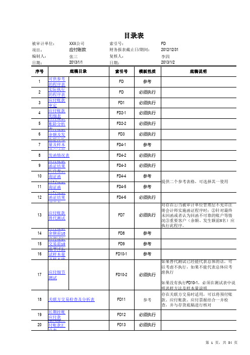 FD 应付账款审计底稿