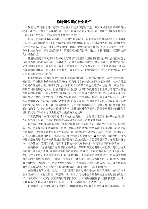 论跨国公司的社会责任