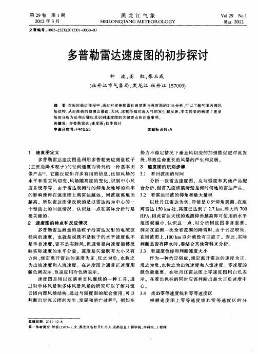 多普勒雷达速度图的初步探讨