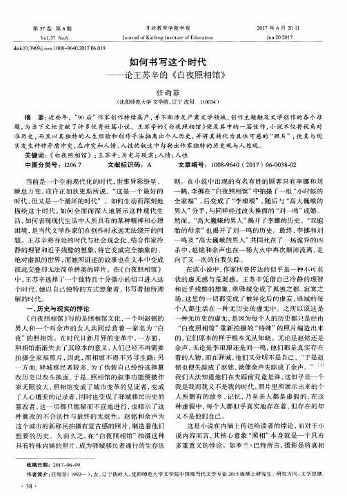 如何书写这个时代——论王苏辛的《白夜照相馆》