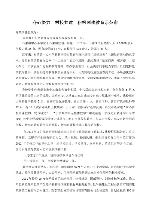新泰市政协视察汇报材料