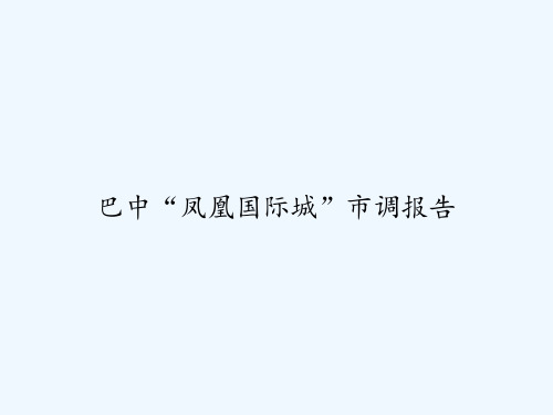 巴中“凤凰国际城”市调报告 PPT