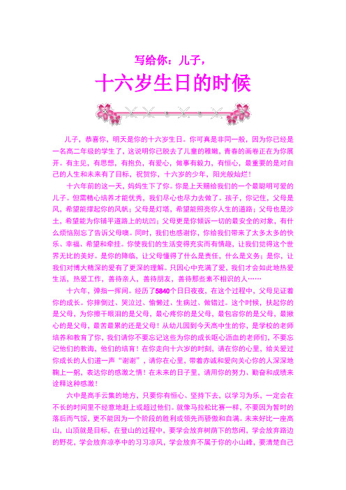 儿子  十六岁  生日