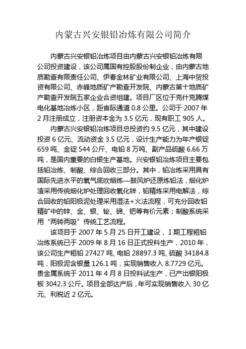 内蒙古兴安银铅冶炼有限公司简