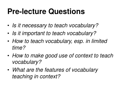 TEACHING OF VOCABULARY IN CONTEXT